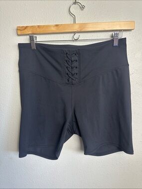 JoyLab Black Lace-Up High-Waist Bike Shorts